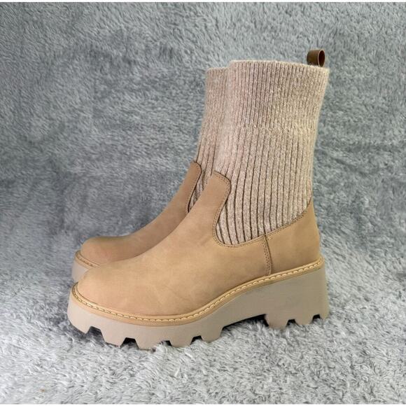 DV by Dolce Vita Vionie Sock Bootie Women’s 9M Light Tan Memory Foam Lug Sole - Picture 2 of 11